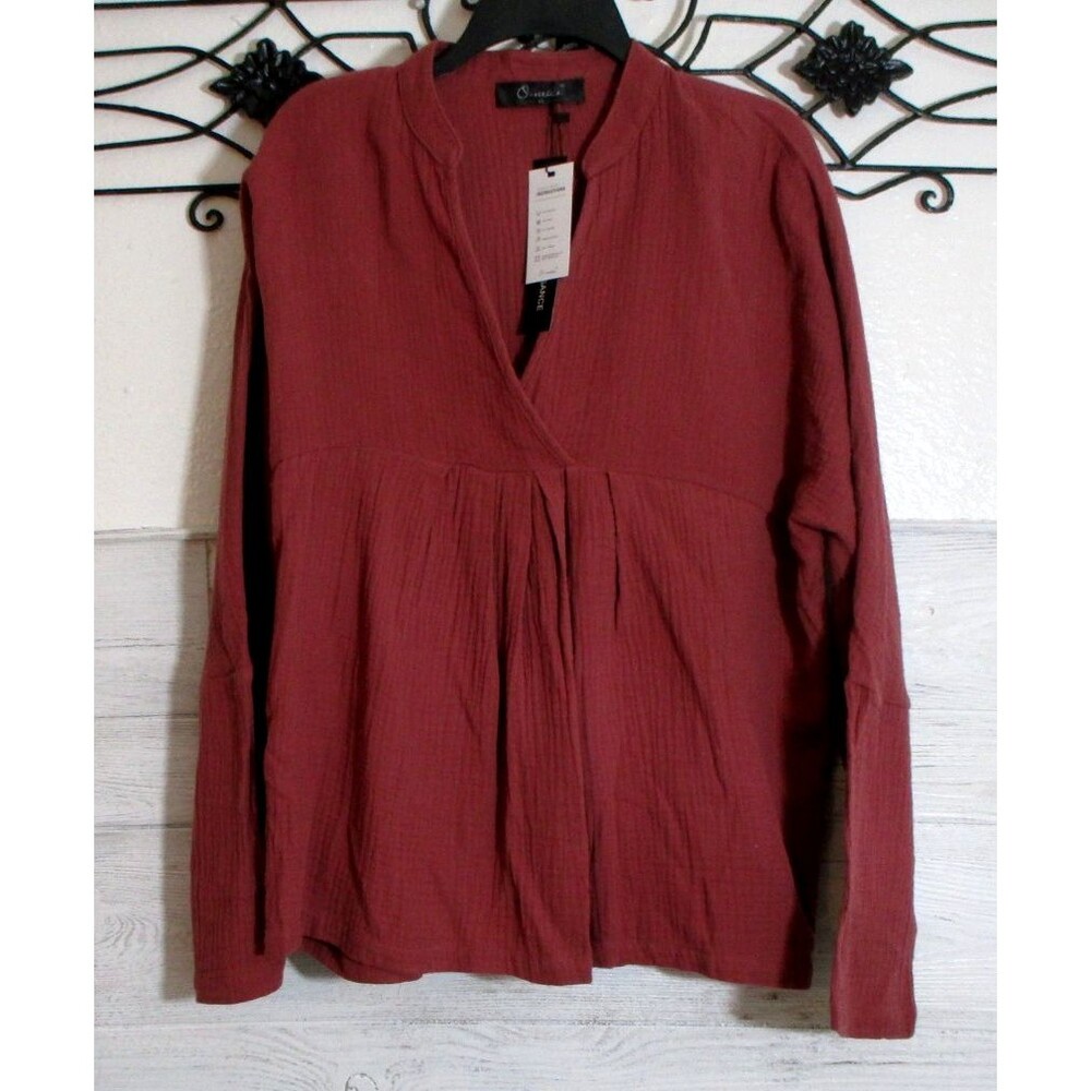Oneine Women's Top Size XL Long Sleeve Mauve V Neck